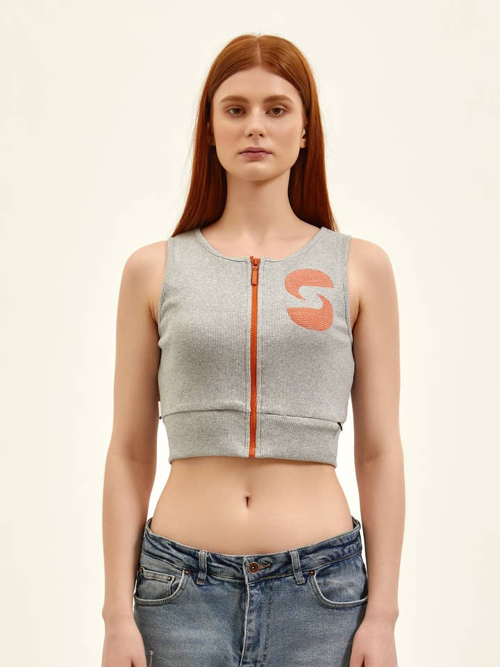 NSQ Aktiv Zipthrough Vest Top - Grå Krom for engroshandel hos NASAQU