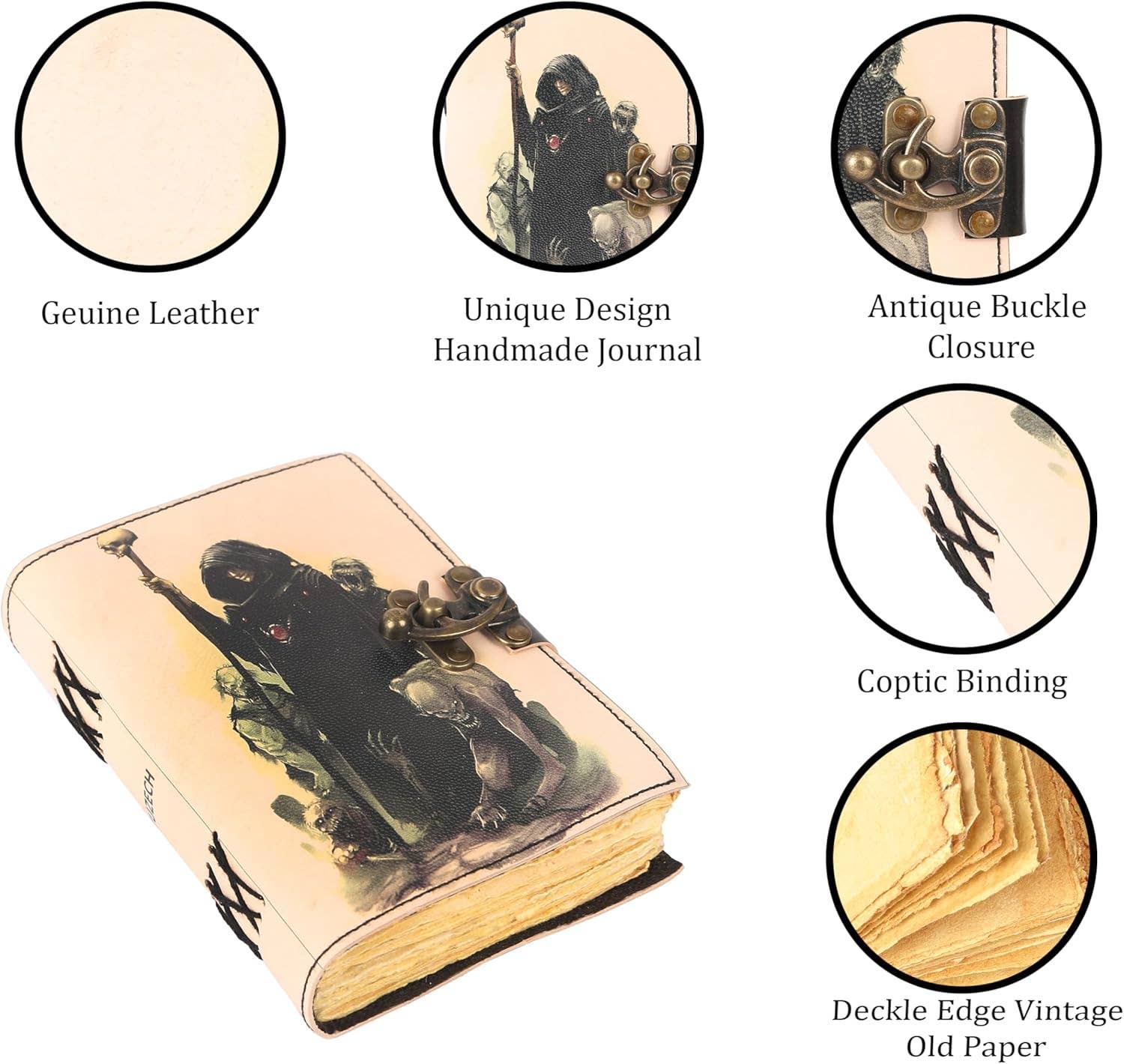 Tuzech Leather – wholesale Journal och dagbok – TUZECH läderklätt anteckningsbok med grimoirestil och ojämna kanter för män och kvinnor91