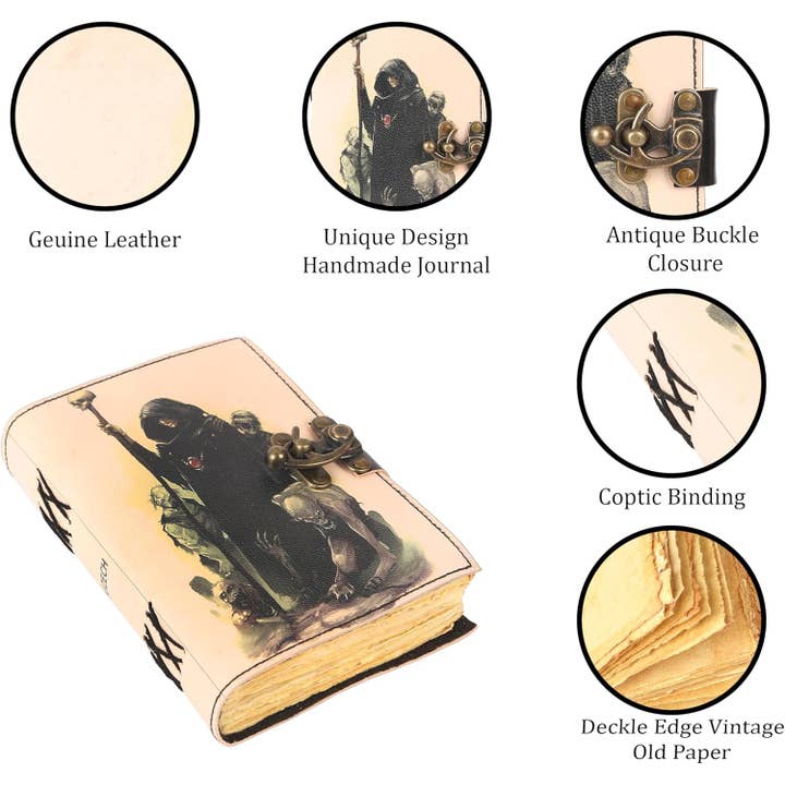 Tuzech Leather – wholesale Journal och dagbok – TUZECH läderklätt anteckningsbok med grimoirestil och ojämna kanter för män och kvinnor91