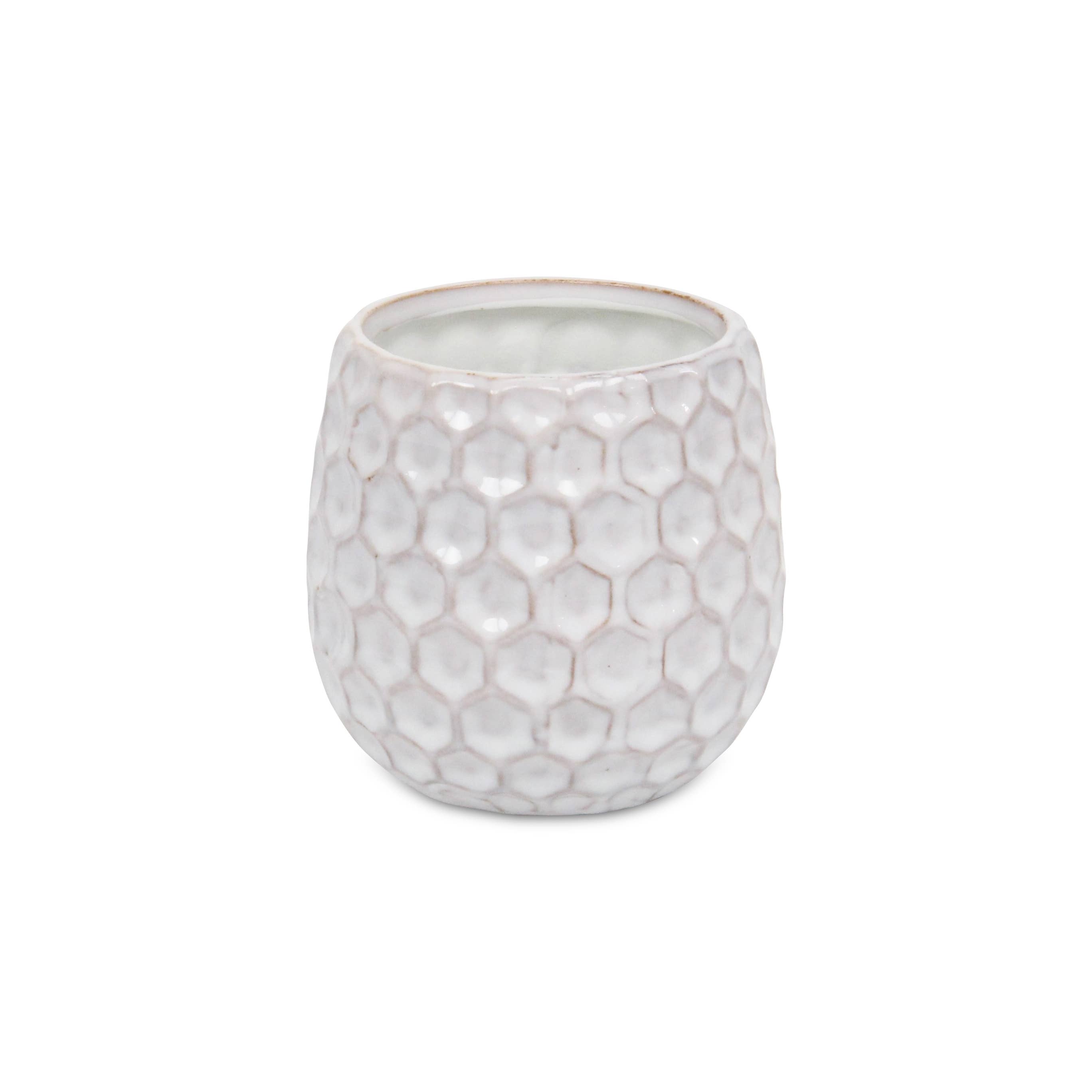 Cheungs Home Decor – Vaso de plantas por atacado – Vaso de cerâmica branco com padrão hexagonal8