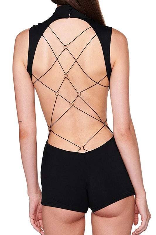 BLACK cut-out bodysuit for night out for wholesale on Faire