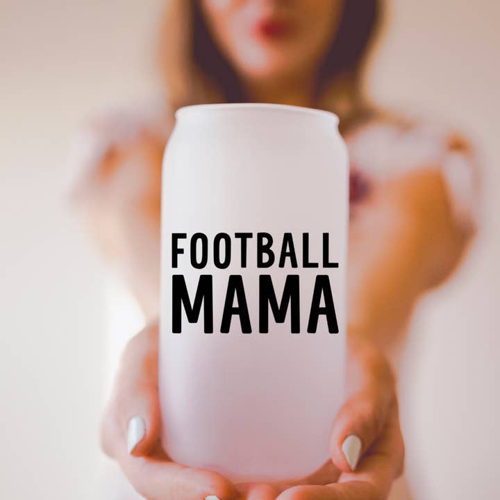 18 oz Football Mama Frosted Beer Can Glass Cup for wholesale by Amber Marie Design