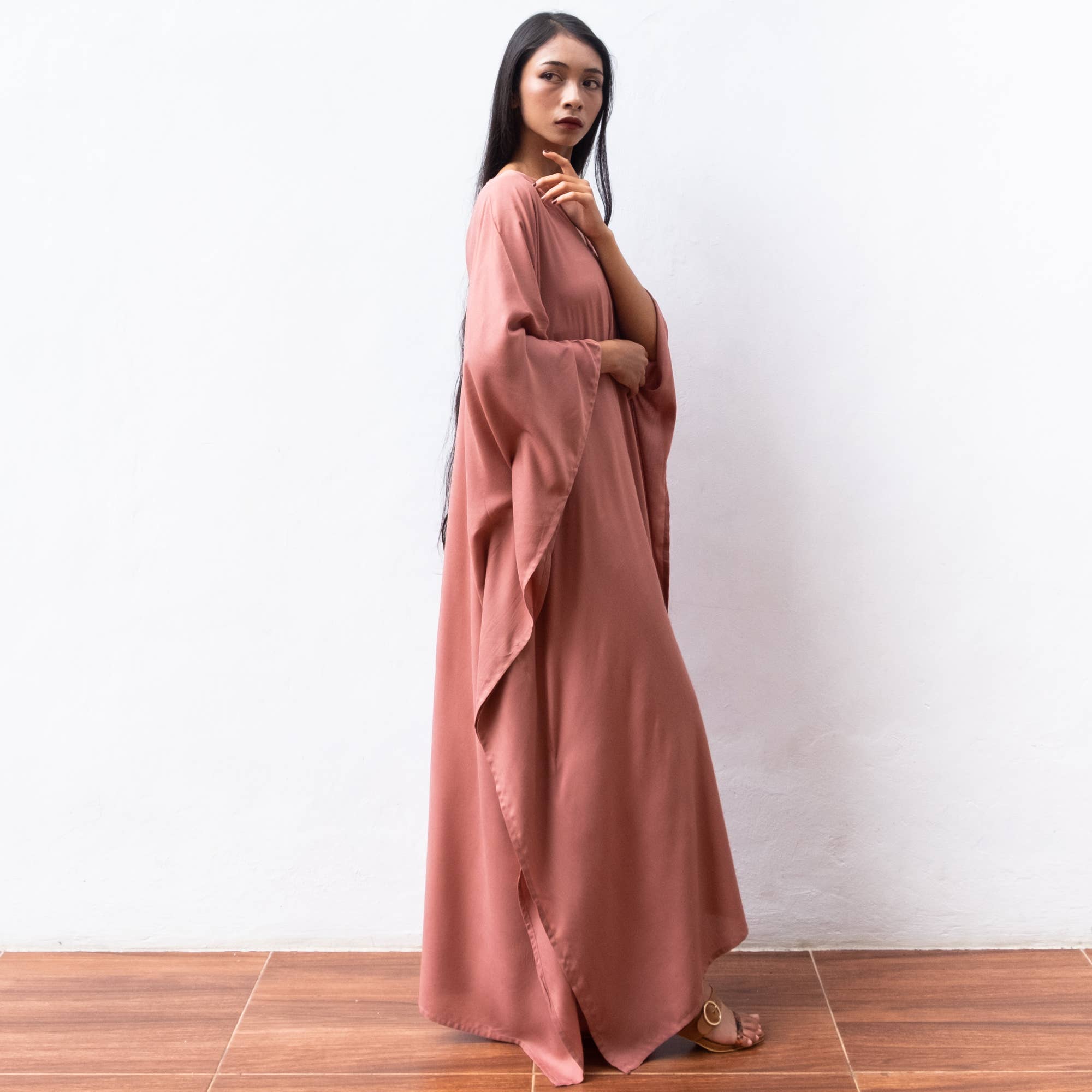 Bali Harvest - Wholesale Kaftan - Women's - Rayon Kaftan Dress (Dusty Pink) - Sun Beach Robe Resort Wear1
