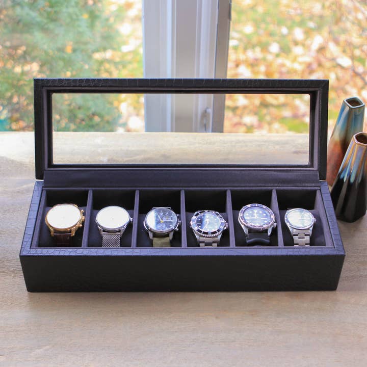 Alligator Faux Crocodile Watch Box - 6 Slot for wholesale on Faire6