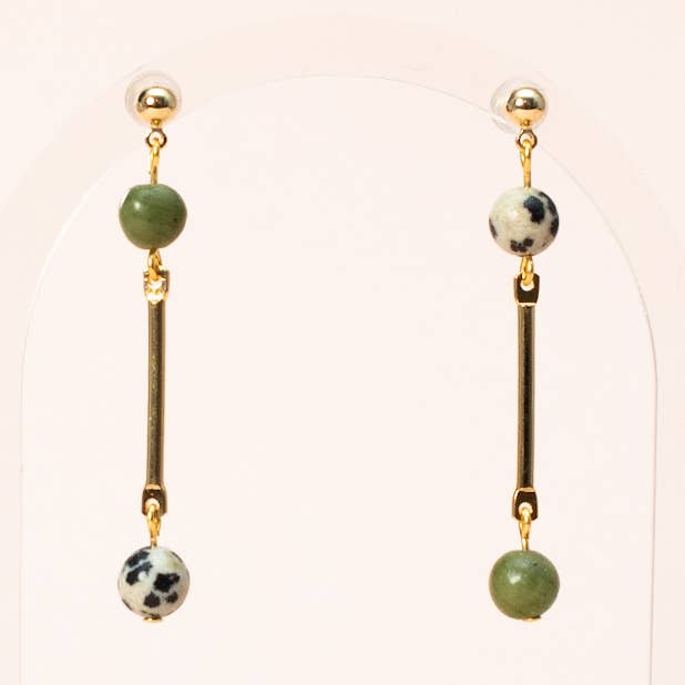 The Gemini Earrings | Colorful Gemstone & Brass Earrings for wholesale by CleverlyCo.