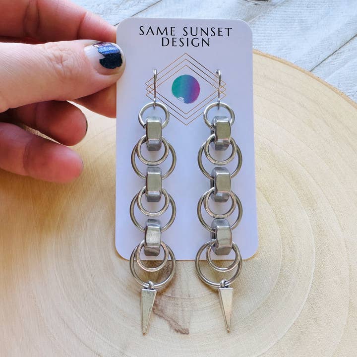 Goth Punk Hex Nut Witchy Earrings Trendy Jewelry 2024 for wholesale by Same Sunset Design