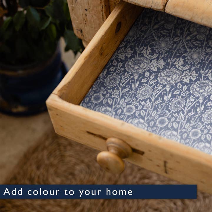 The Master Herbalist - Wholesale Drawer Liner - LAVENDER SCENTED Drawer Liners in BLUE William Morris Design4