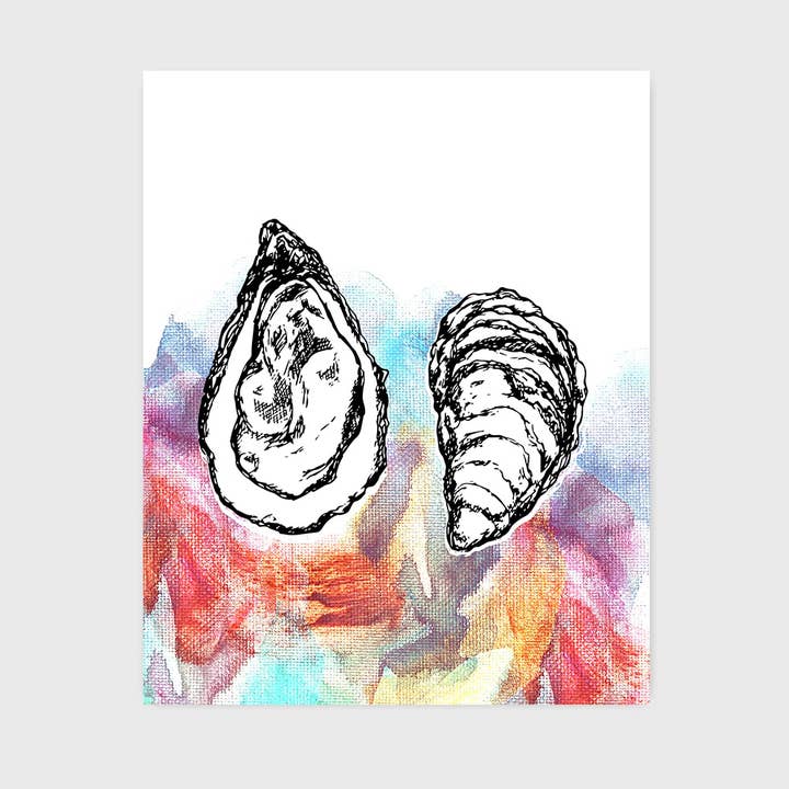 Oyster Shell Art Print, Red 8x10" for wholesale by Jeanelle Demers
