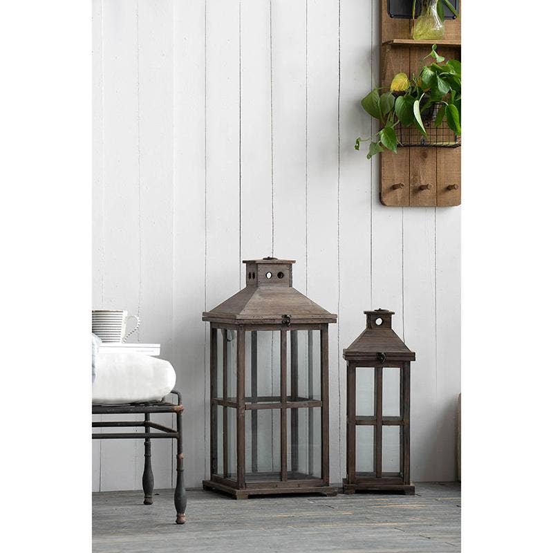 A&B Home Group Inc. - Wholesale Lantern - S/2 Graca Square Temple Garden Candle Lanterns - Brown6