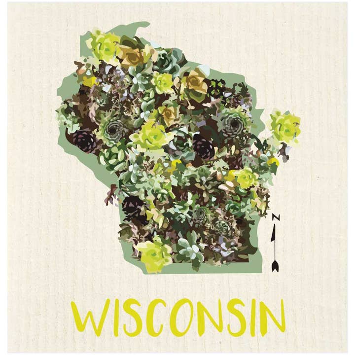 Wisconsin Succulent Zweeds vaatdoek voor wholesale door Potluck Press