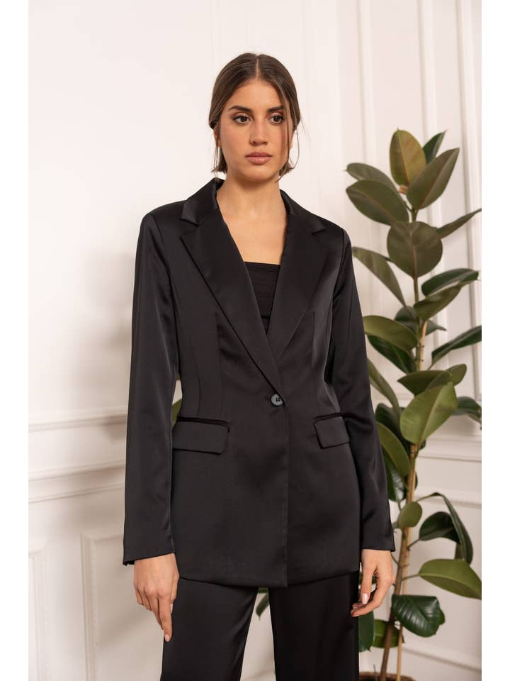 Attentif Paris - Vente Veste de tailleur – femme - Veste cintrée unie en satin5
