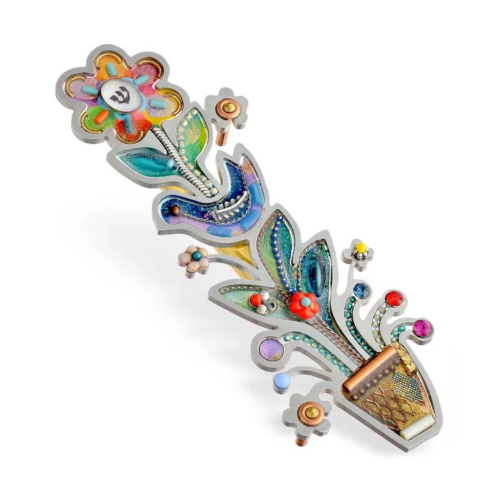 Seeka Flower Pot and Dove Mezuzah Style #1451823 for wholesale by Seeka Jewelry and Judaica