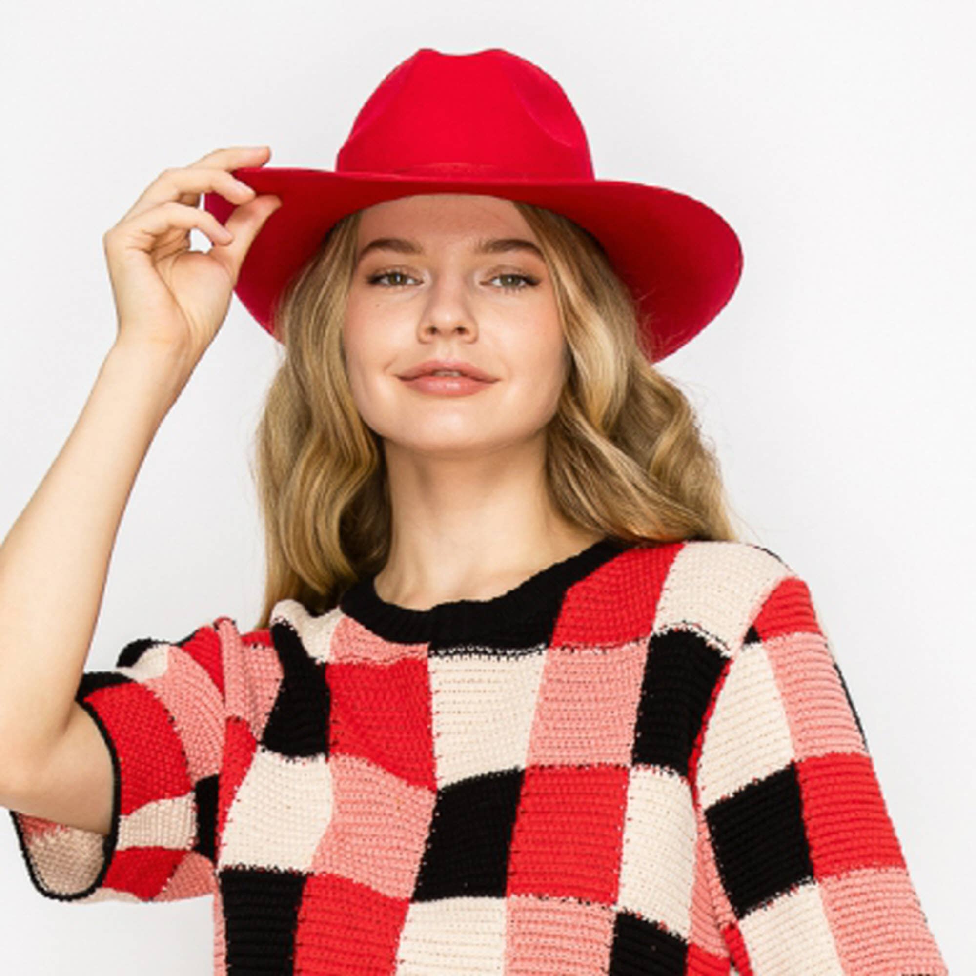 Red Premium Wool Pencil Brim Hat -Red for wholesale on Faire3