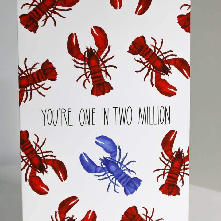 Scribbles and Doodlez - Wholesale Love Card - One in Two Million Maine Lobster | Watercolor Love Card