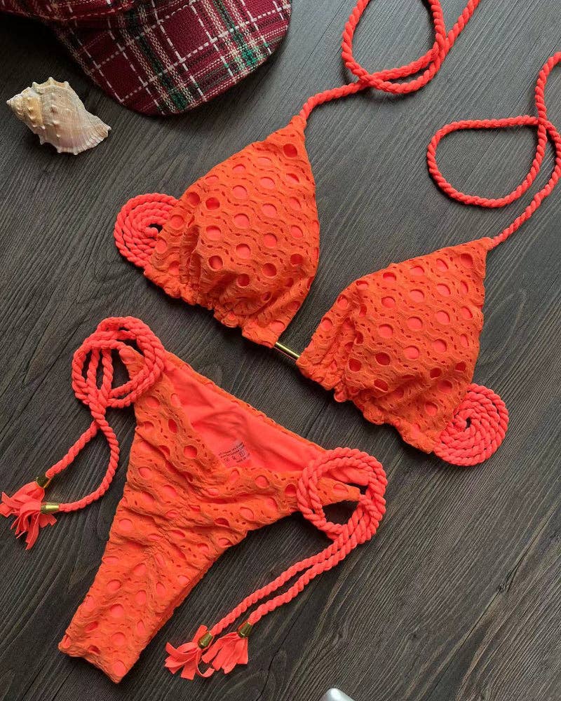 Sweetkama – Großhandel Bikini – Damen – Einfarbiger Halter Micro-String-Triangle-Bikini 2-Teiliges Set 82847