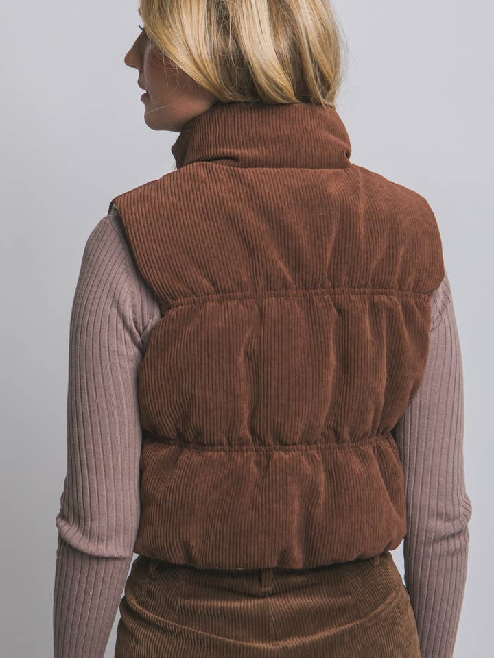 42POPS - Vendita all'ingrosso Gilè imbottito - Donna - ,...._ 0910 Gilet imbottito in velluto a coste reversibile con stampa azteca SI-287629