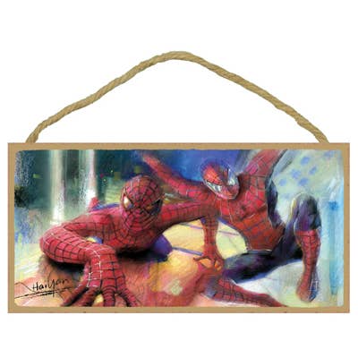 Spiderman 5" x 10" wood plaque, sign for wholesale by SJT Enterprises, Inc.