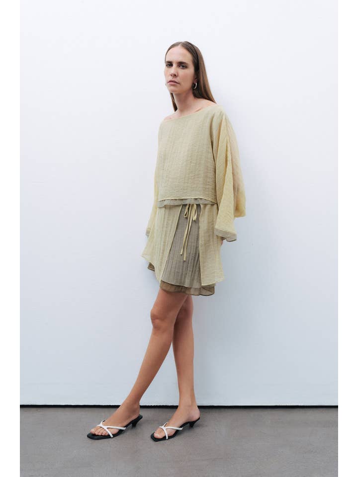 Khaki Mini Skirt with Tie Detail for wholesale on Faire3