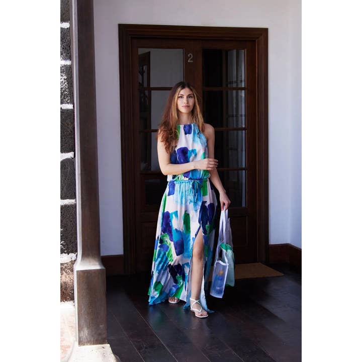 Claire Maxi Dress Blue for wholesale by Hues&Co