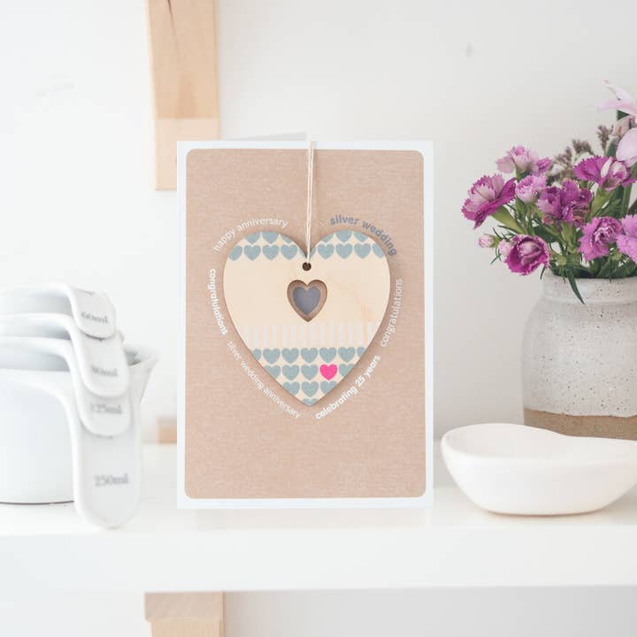 Silver Wedding Anniversary Keepsake Card for wholesale by Daisycat