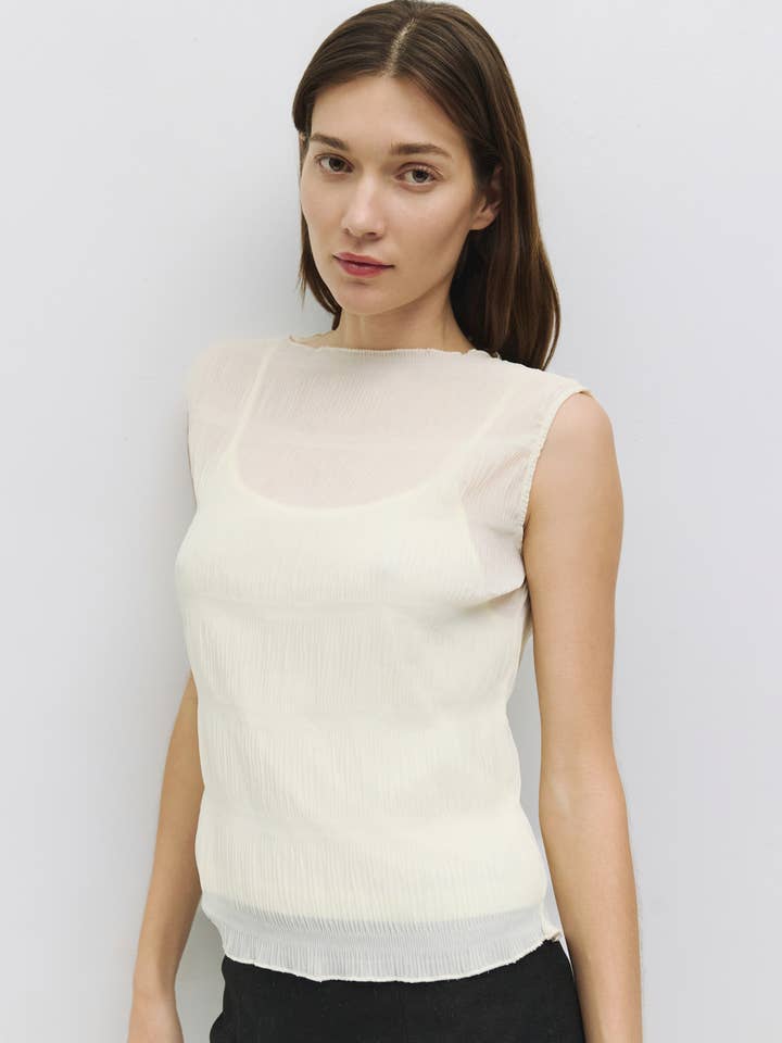 The Ada Top | Crinkled Sleeveless Top for wholesale by MOD REF
