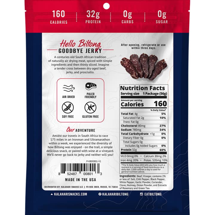 Stryve Foods, LLC - Wholesale Jerky - Kalahari Biltong Spicy Peri Peri - 2oz