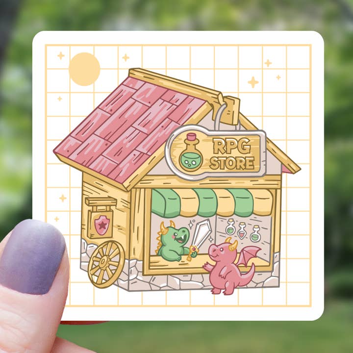 Dragon RPG Store Sticker - 3" for wholesale by Mimic Gaming Co