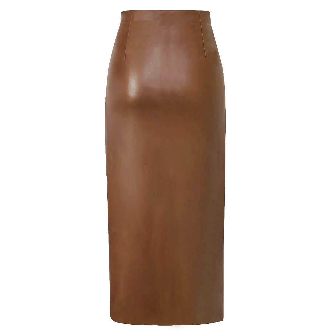 Lily Clothing - Wholesale Skirt - Women's - PU SPLIT LEATHER SKIRT HIGH WAIST ZIPPER SKIRT7
