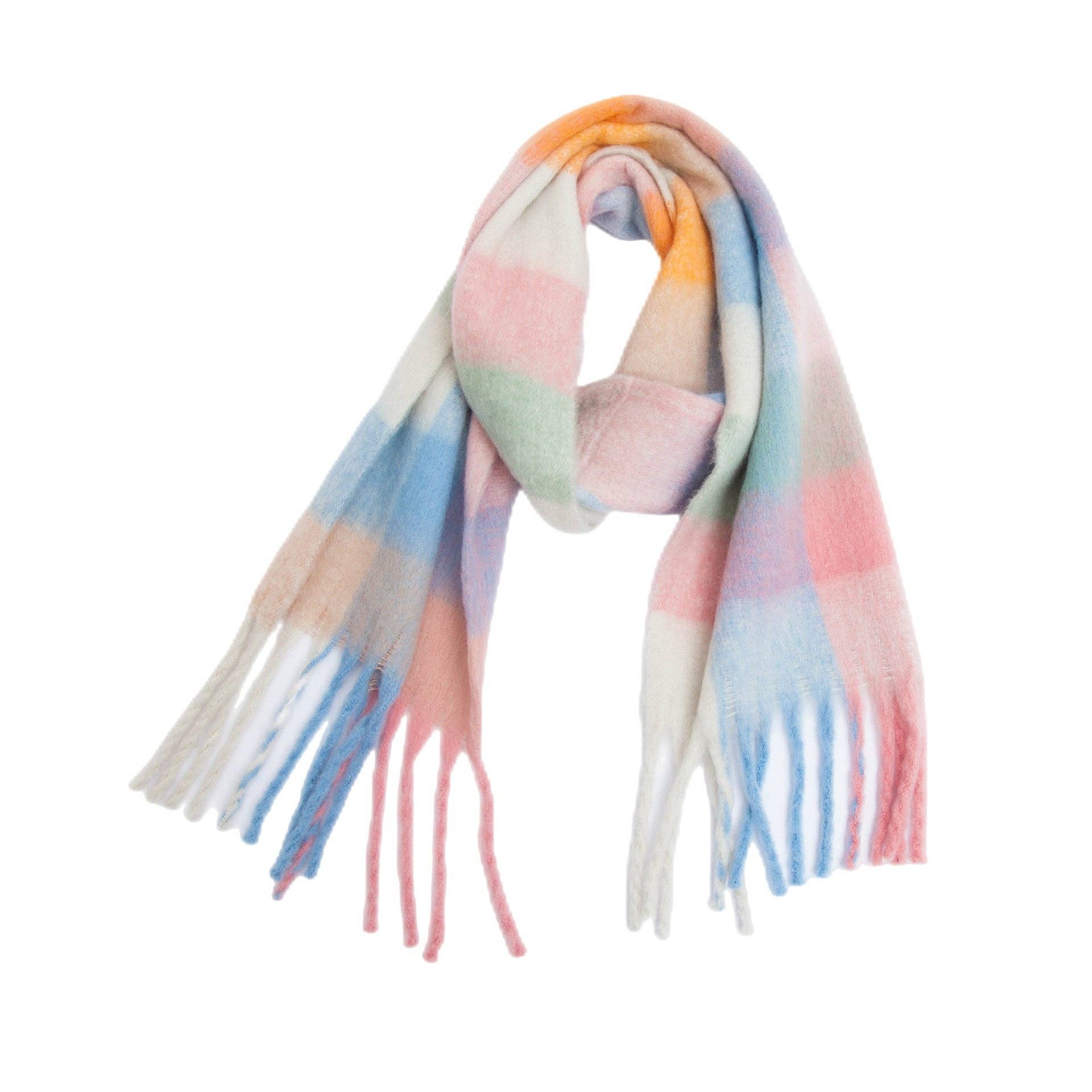 Dipped Shop - Wholesale Scarf - Women's - Coloful Plaid Tassel Scarves DPKS101233