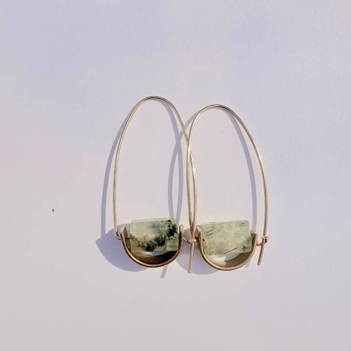 Found & Feral - Wholesale Dangle Earrings - Belen Minimalist Earring - Prehnite