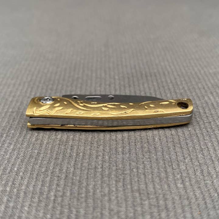 Mio Queena - Wholesale Pocket Knife/Holder - Portable Brass Handle Foldable Stainless Steel Knife2