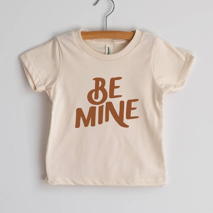 Be Mine Organic Baby & Kids Tee • Camel Ink for wholesale by Gladfolk