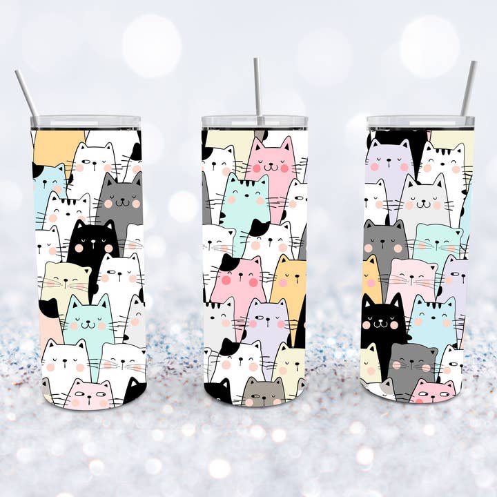 Cute Whimsical Cats Tumbler for wholesale by Beyond Bayside