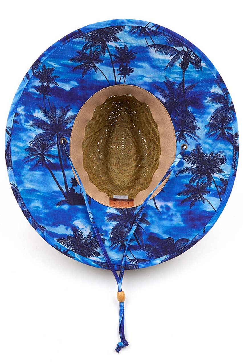 Hana - Wholesale Straw Hat - Women's - C.C Paradise Ocean Print Bamboo Life guard hat1