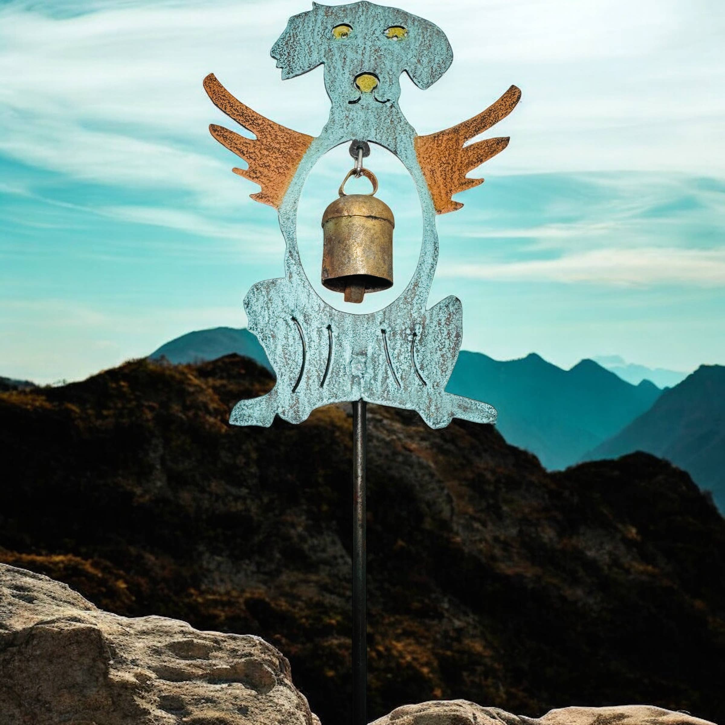 Whimsies - Wholesale Wind Chime - Dog plant stake bell Pet memorial metal dog gifts wind chime1