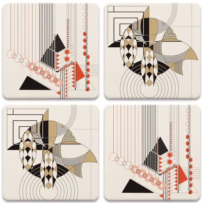 CounterArt/Highland Home/Thirstystone - Wholesale Coasters - FLW "Eugene Masselink" 4 Pack Assorted Image Coaster Set0