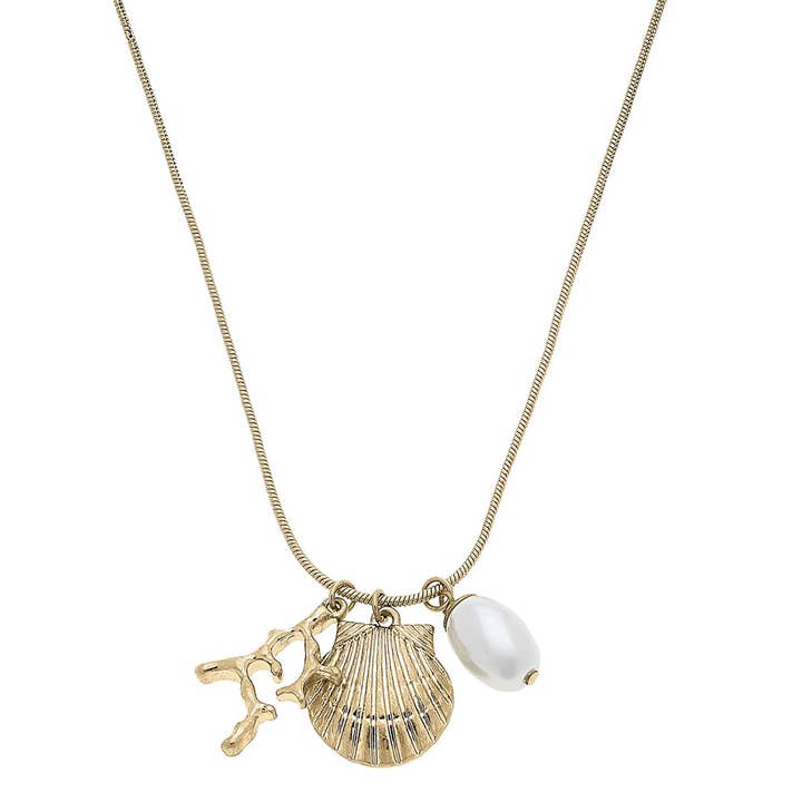 Canvas Style - Wholesale Pendant/Charm Necklace - Smooth Sailing Charm Necklace in Shiny Gold