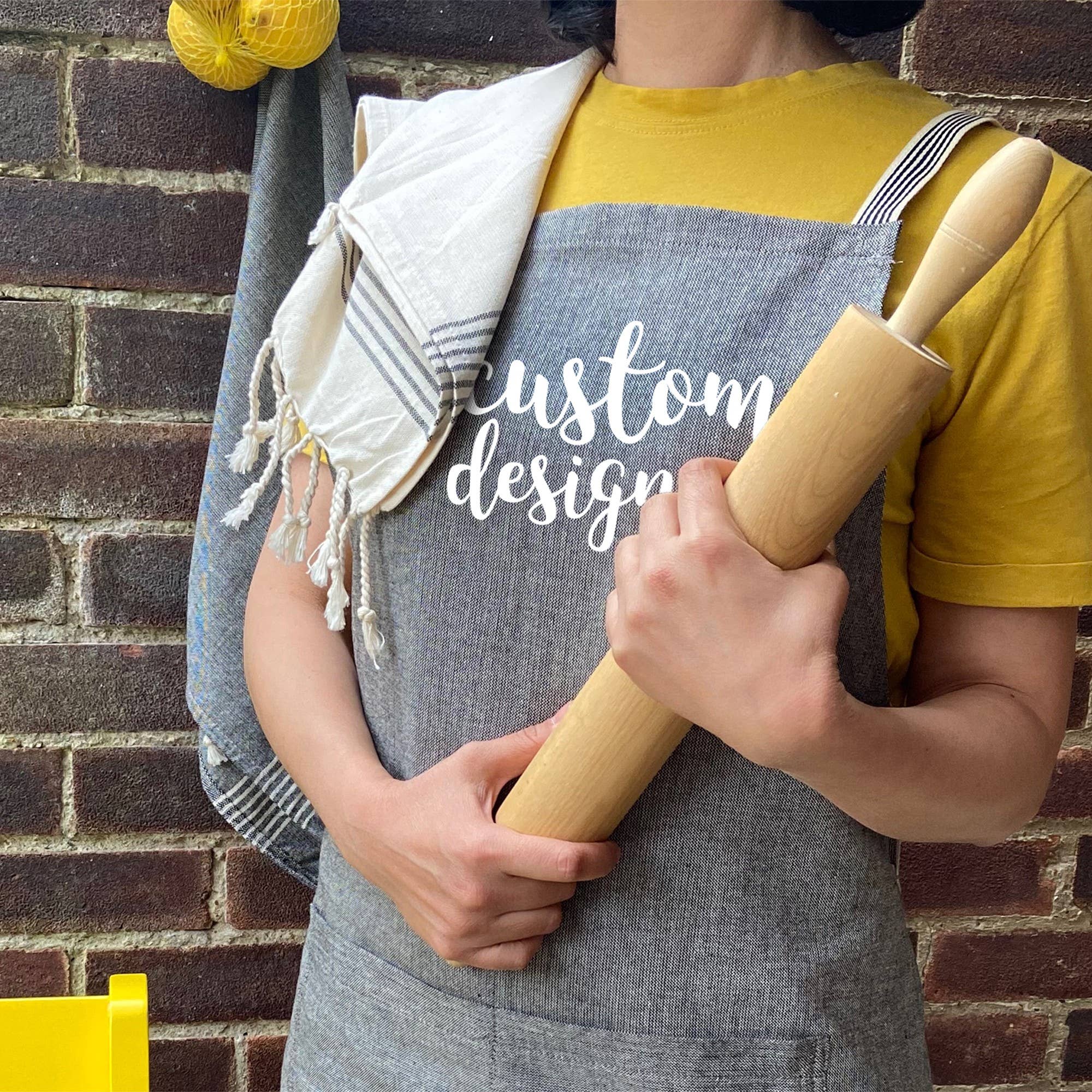 Living Roots – Avental por atacado – Avental de cozinha impresso com logotipo personalizado - cinza1