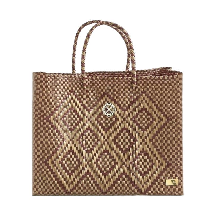 PEQUENA MALA TOTE AZTECA DOURADA BORGONHA por atacado de Lola's Bag by Georgina Herrera