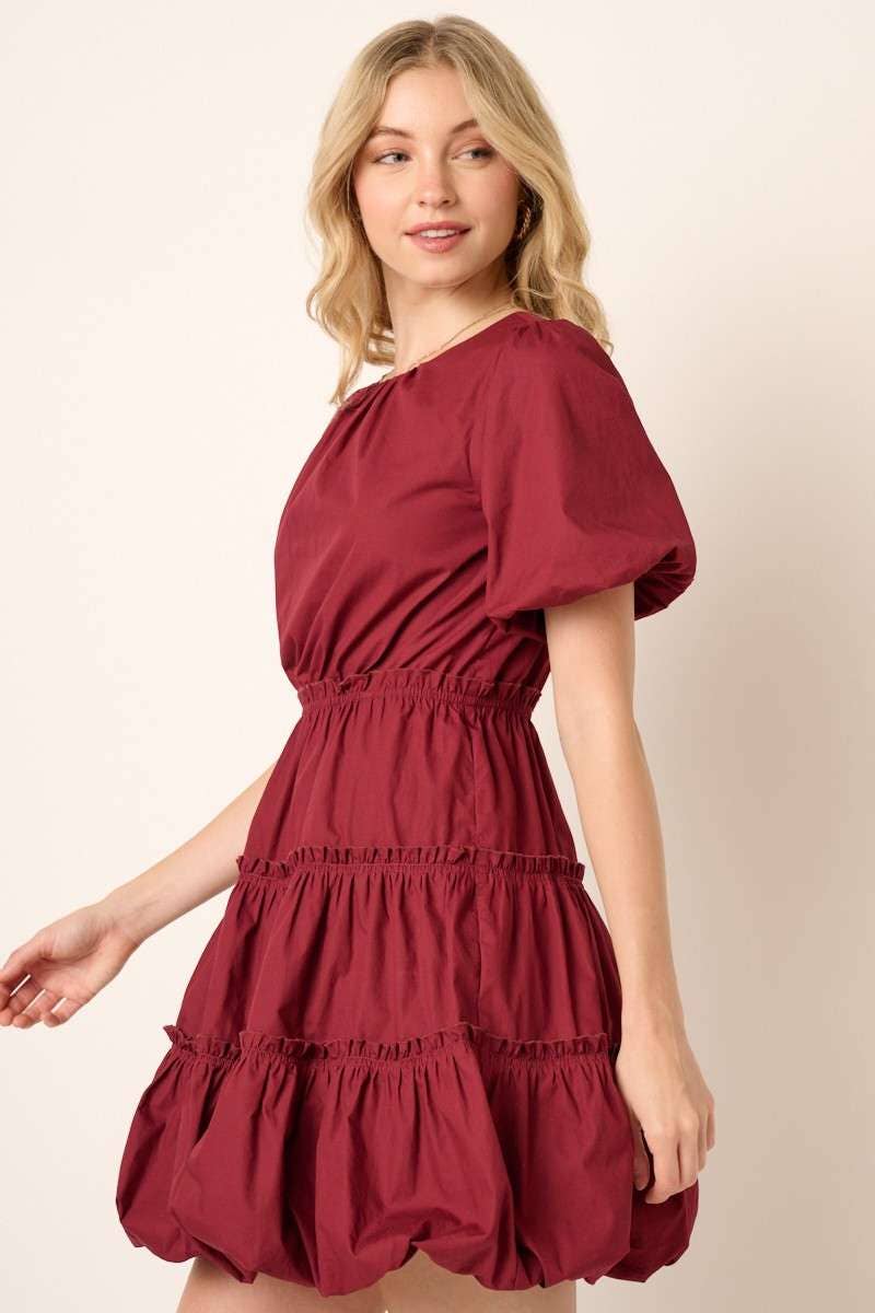mittoshop - Wholesale Dress - Women's - BALLOON SLEEVE BUBBLE HEM MINI DRESS16