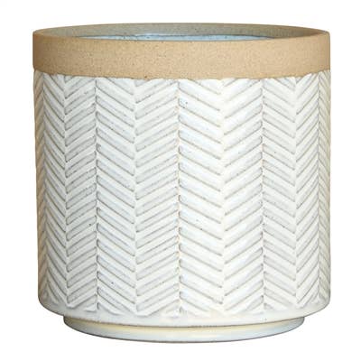 Ramos Banded Chevron Cachepot, Stoneware - 6 for wholesale by HomArt