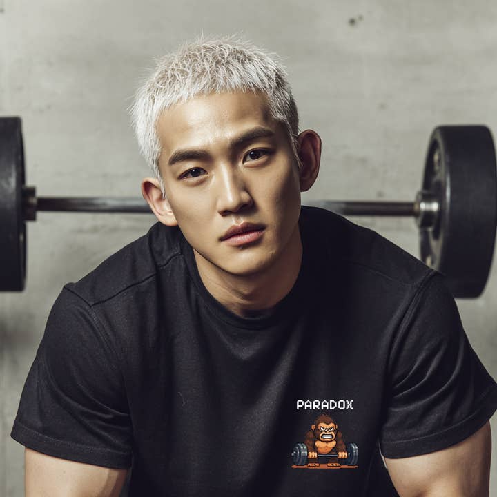 Gorilla in the gym T-Shirt - Retro Pixel Art Design | Paradox Designs for wholesale by Paradox Designs