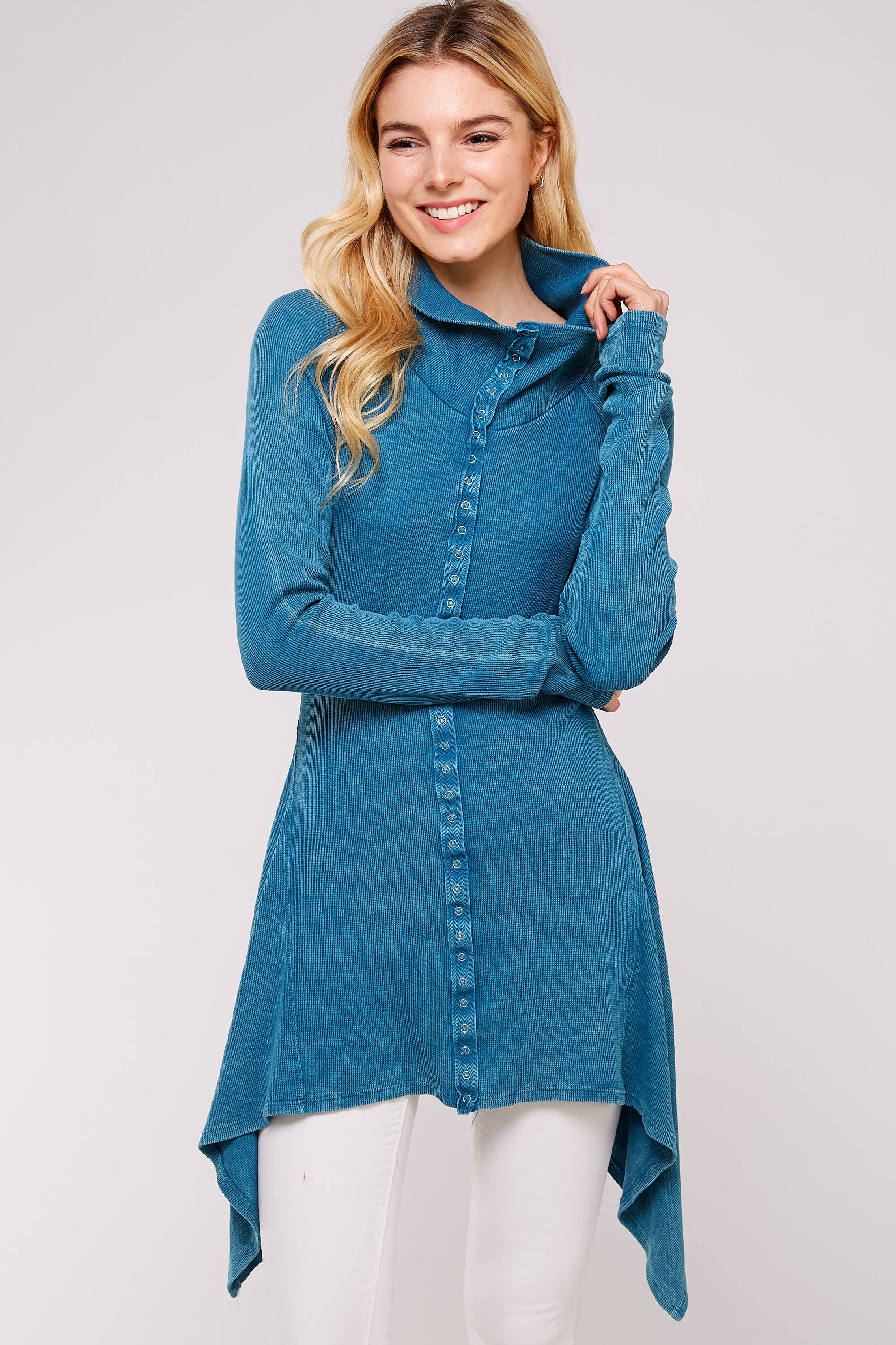 Urban X Apparel – Blusão - Mulher por atacado – Jaqueta térmica de botão lavado Urban X L/S com gola68