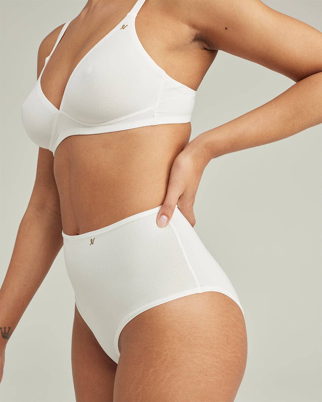 Nudea – wholesale Underwear – Women's – The Stretch High Waisted Brief - Cotton White5