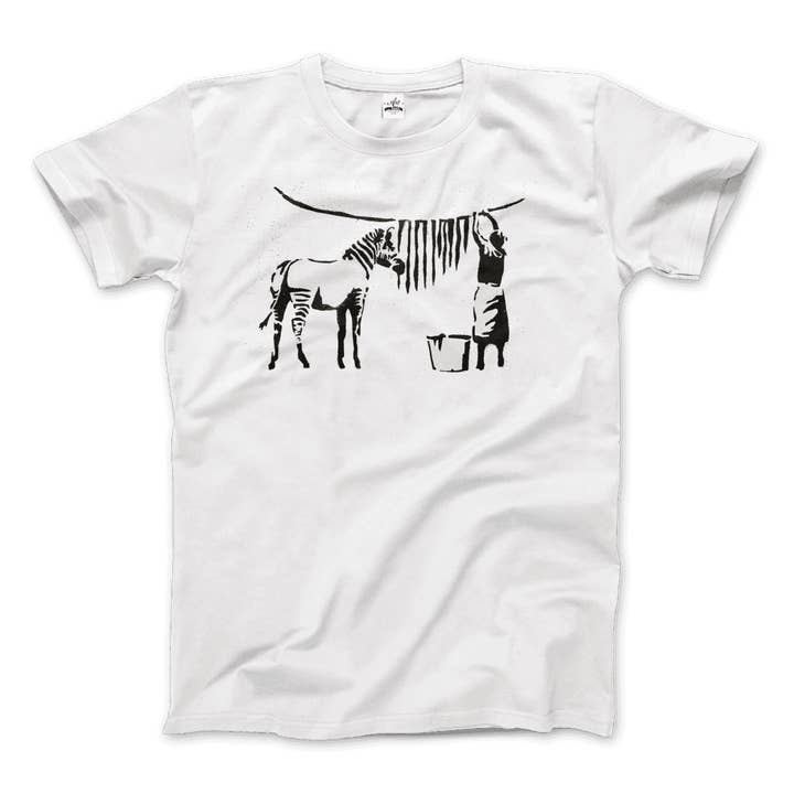 Art-O-Rama Shop - Wholesale Screen Printed T-Shirt - Unisex - Banksy Zebra Stripes Artwork T-Shirt