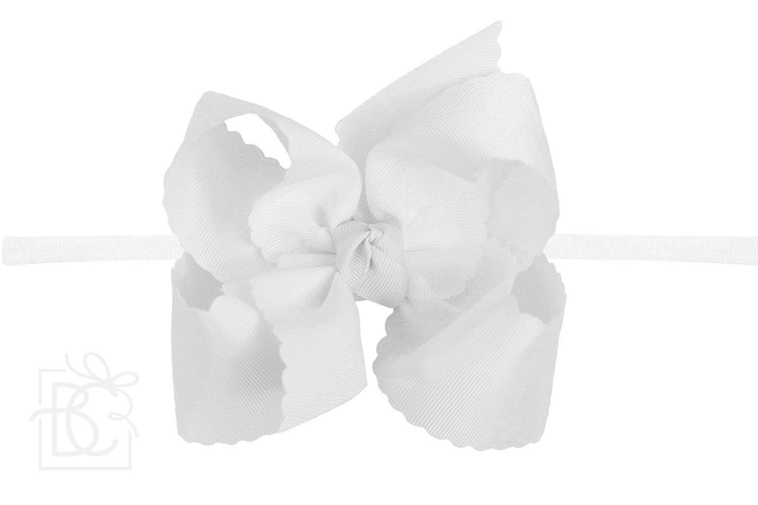 Beyond Creations, LLC - Venta al por mayor Cinta para el pelo - Niños - DIADEMA TIPO PANTIMEDIAS DE NAILON DE 1/4 PULGADAS CON LAZO EN EL BORDE FESTONEADO48