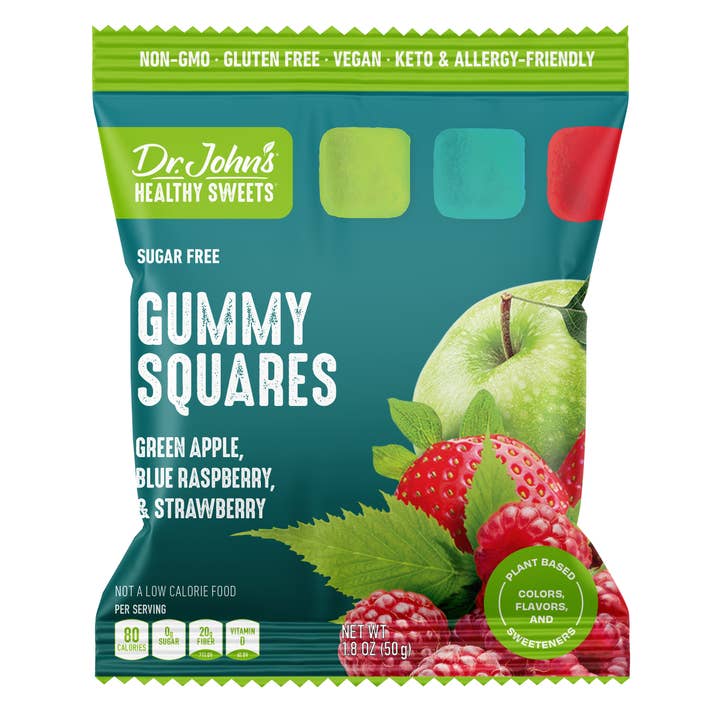 Dr. John's Sugar Free Classic Fruit Gummy Squares for wholesale by Dr. John's Heathy Sweets
