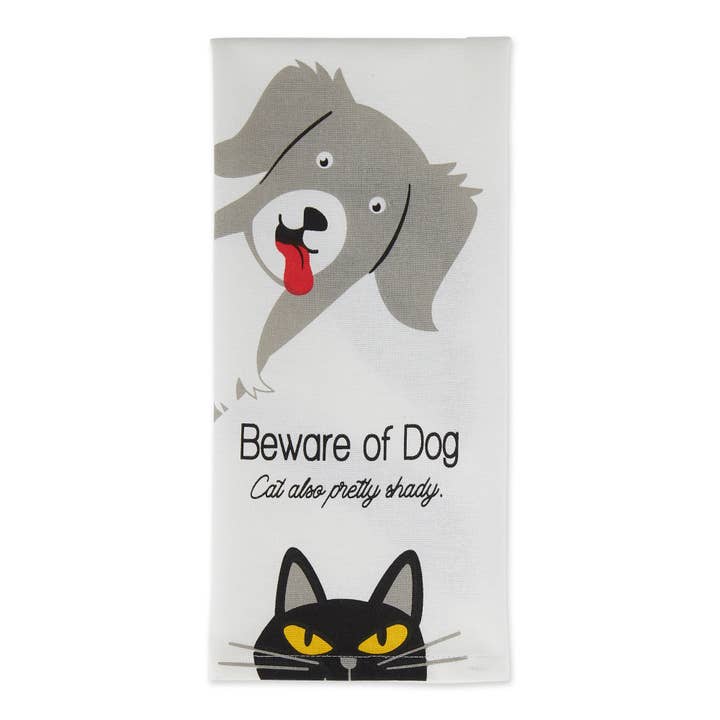 Design Imports - Venta al por mayor Paños de cocina - Paño de cocina estampado Beware Of Dog & Cat3