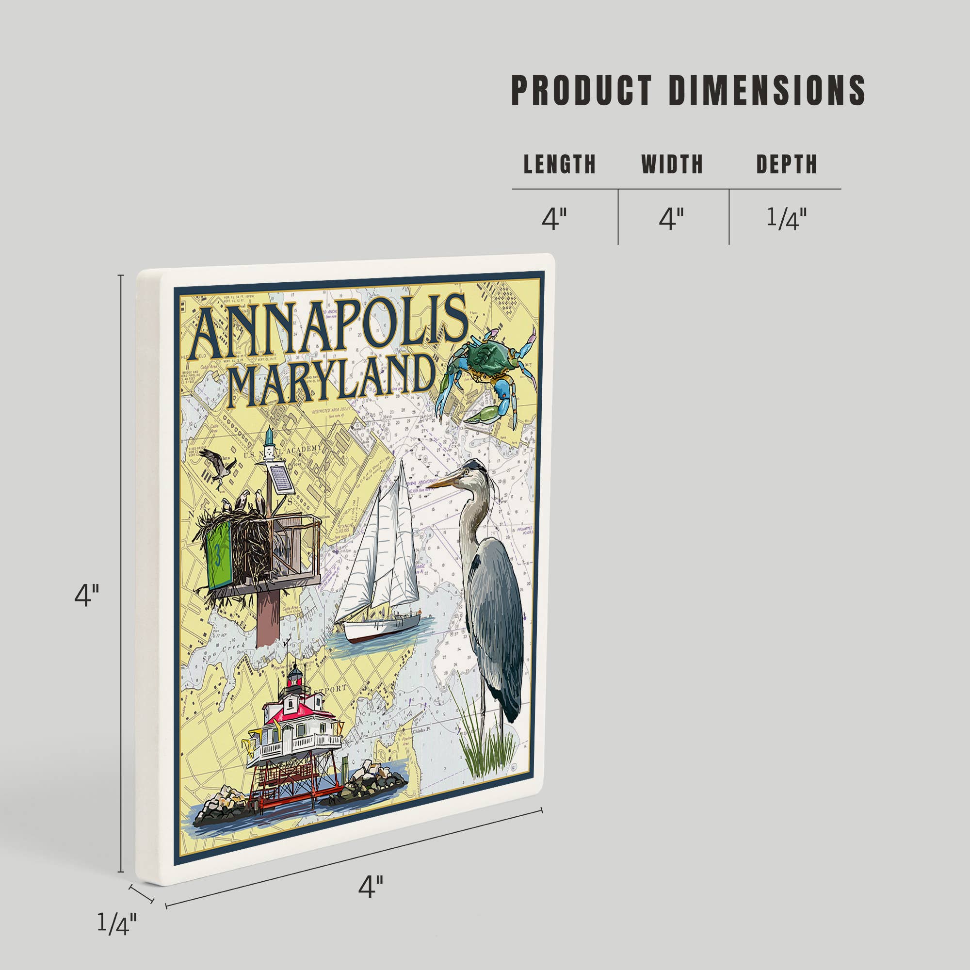 Lantern Press - Wholesale Coasters - CERAMIC COASTER Annapolis, Maryland, Nautical Chart4
