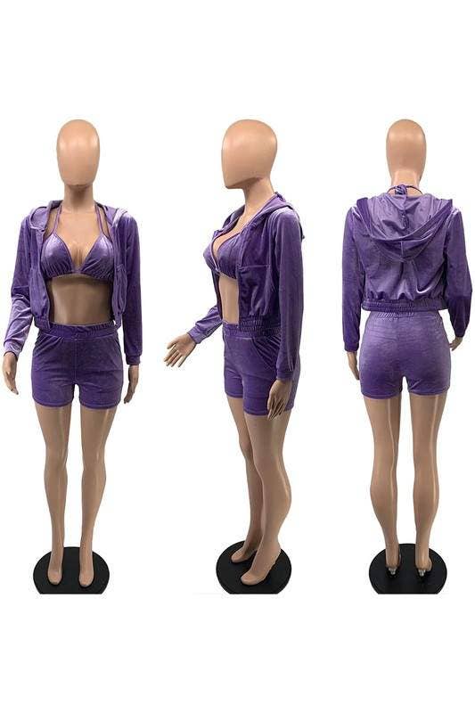 Flarix - Wholesale Top & Skirt Set - Women's - velour jacket shorts set16